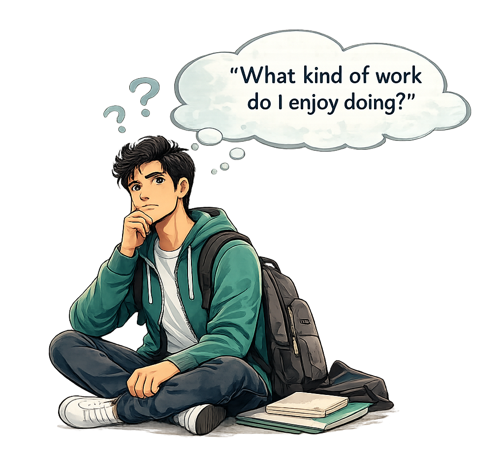 Student thinking about where to start career planning