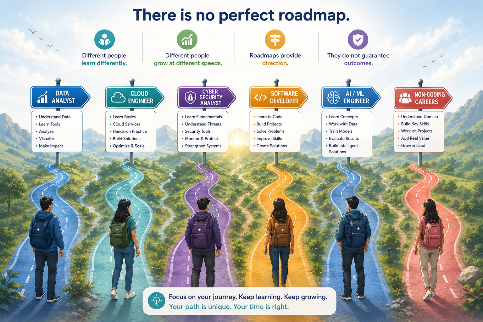 Different students growing through different career paths at different speeds