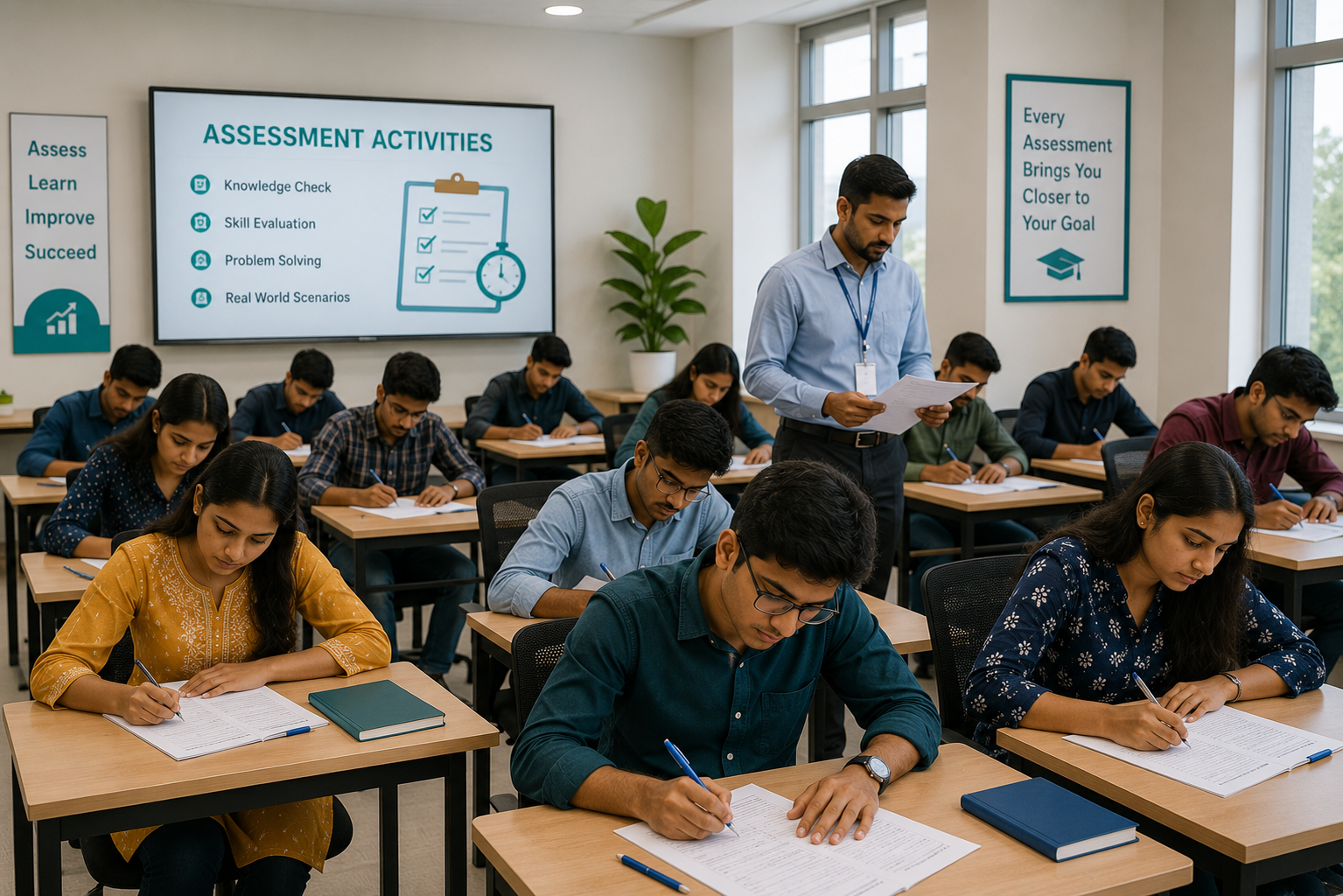 Students participating in assessment activities