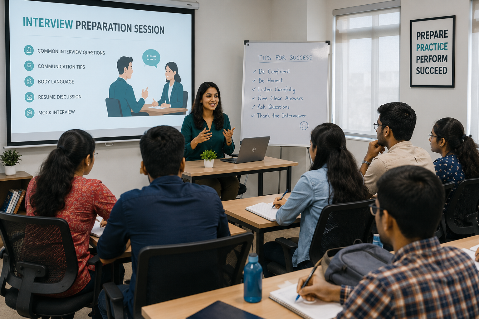 Students in interview preparation sessions