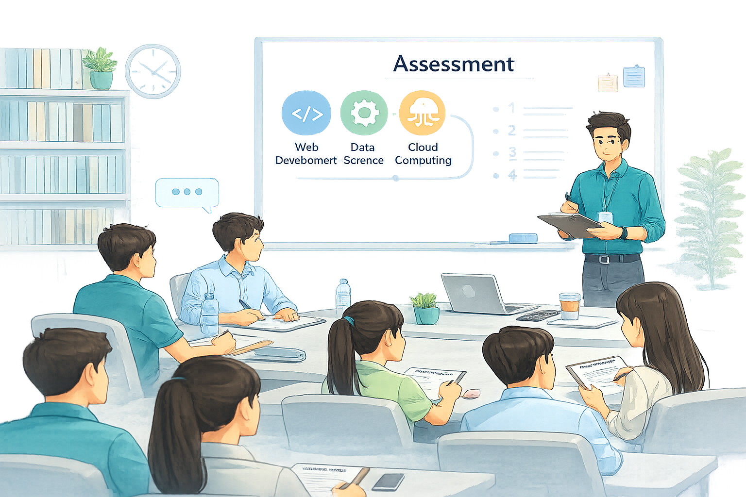 Students participating in assessment activities