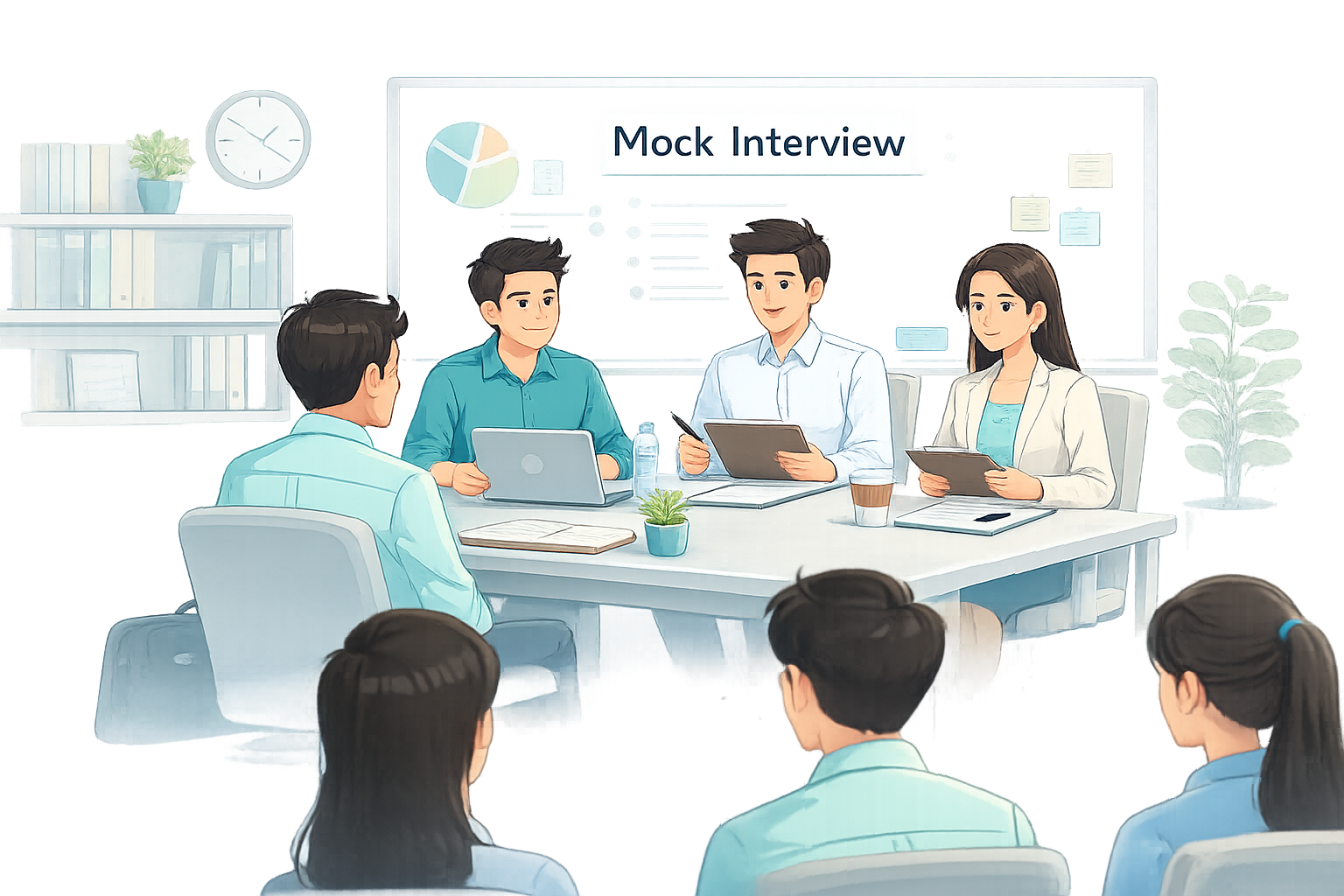 Mock interview session with students
