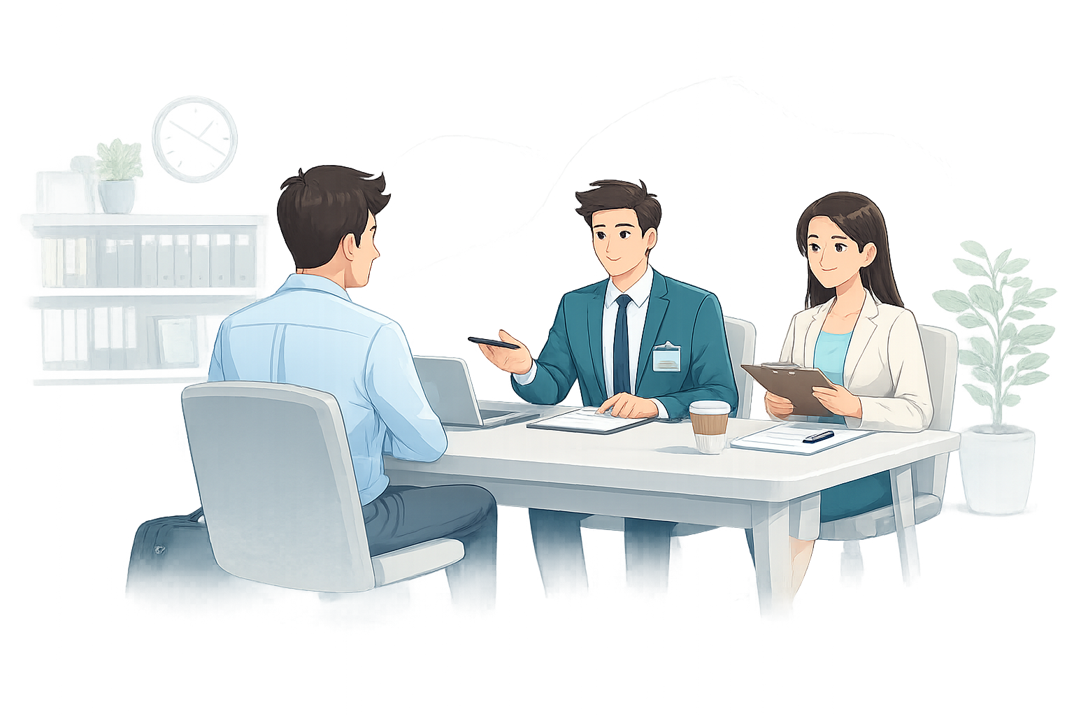 Two people having a professional interview conversation