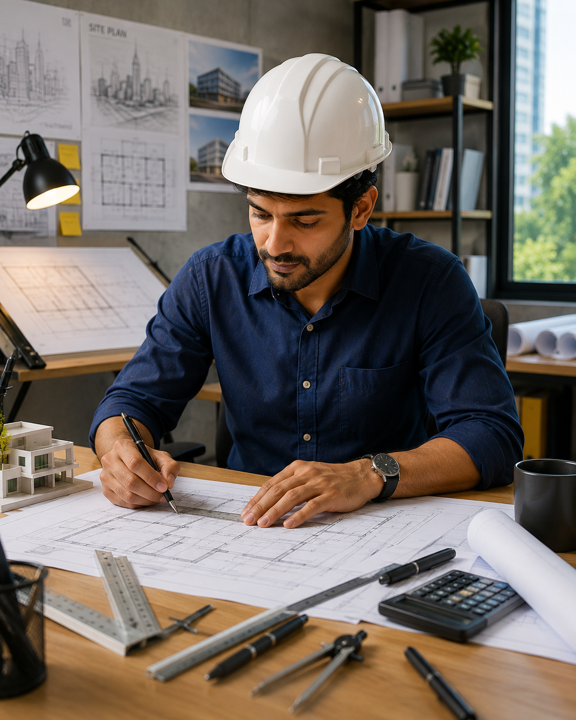 Architect using tools
