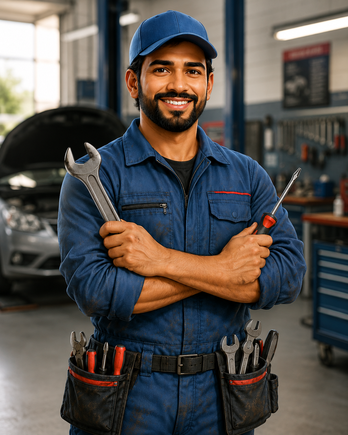 Mechanic using tools