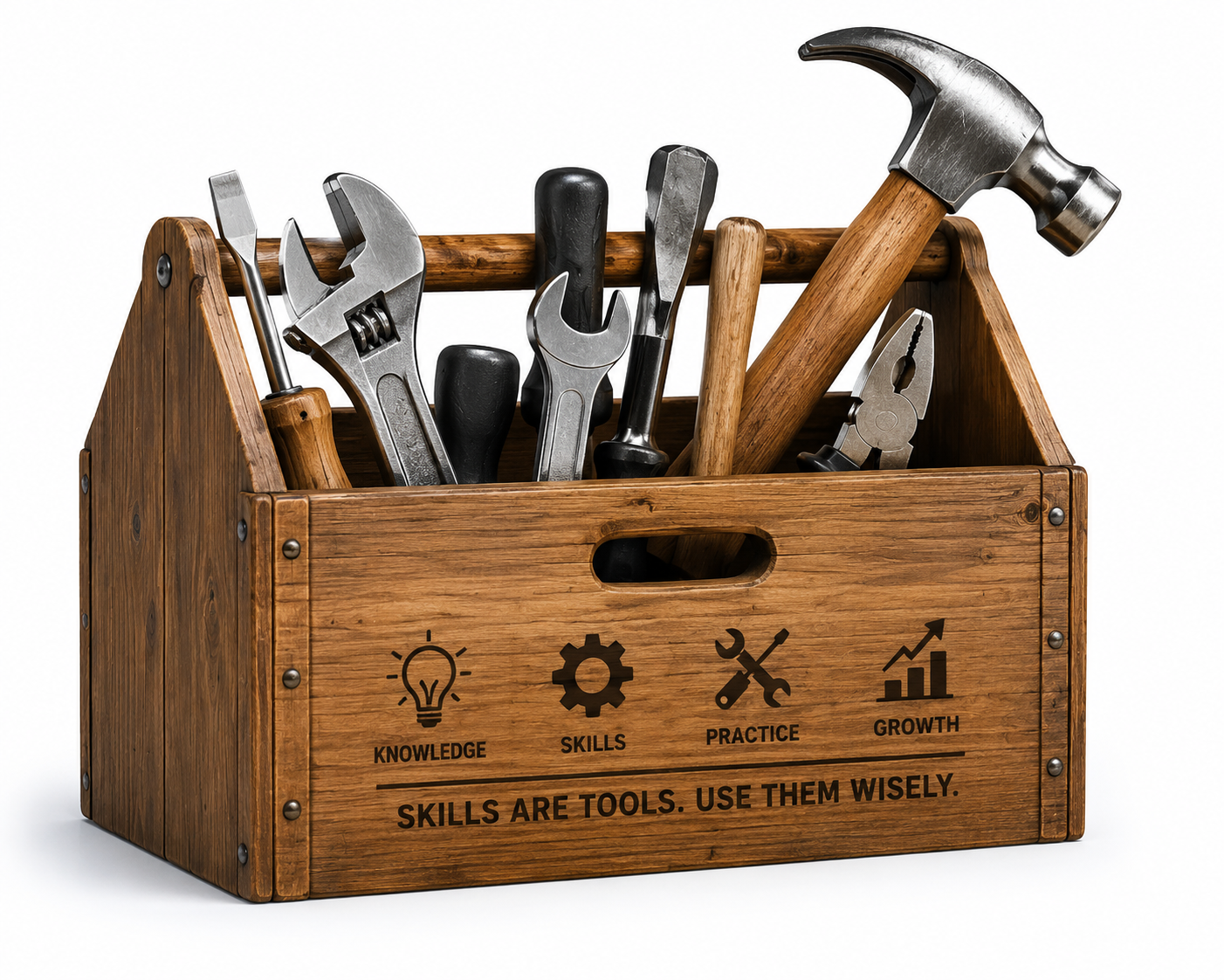 Toolbox with hammer representing skills as tools