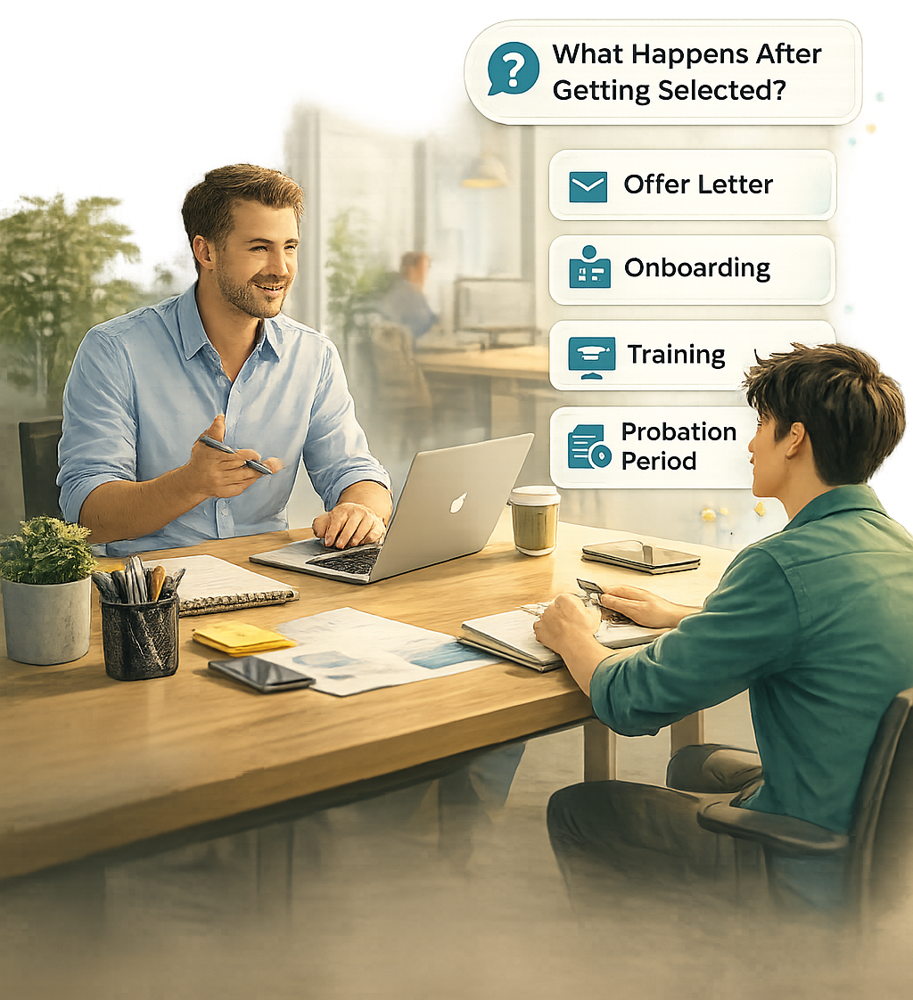 Student asking mentor about what happens after getting selected