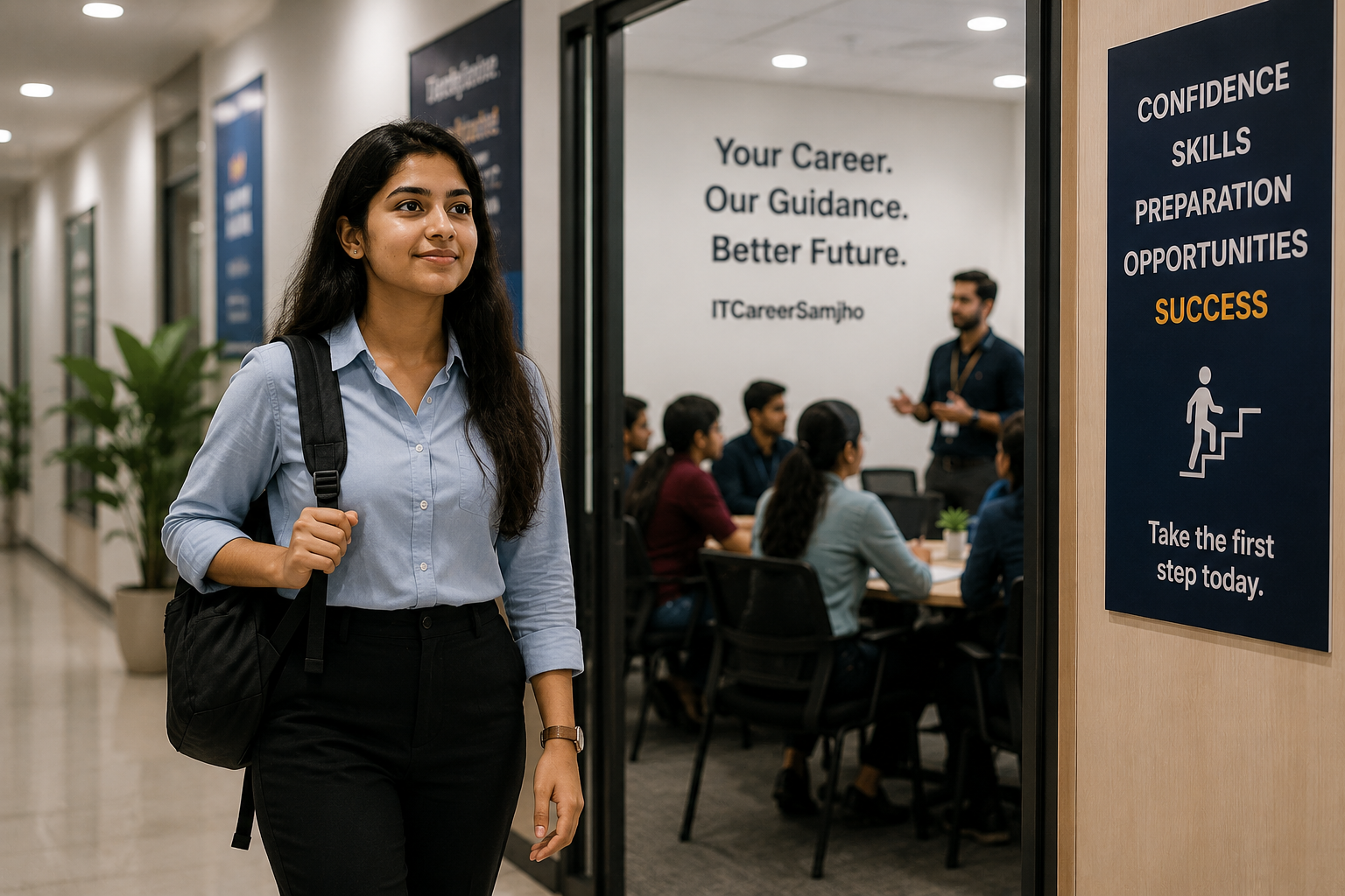 Student taking the first step toward workplace confidence