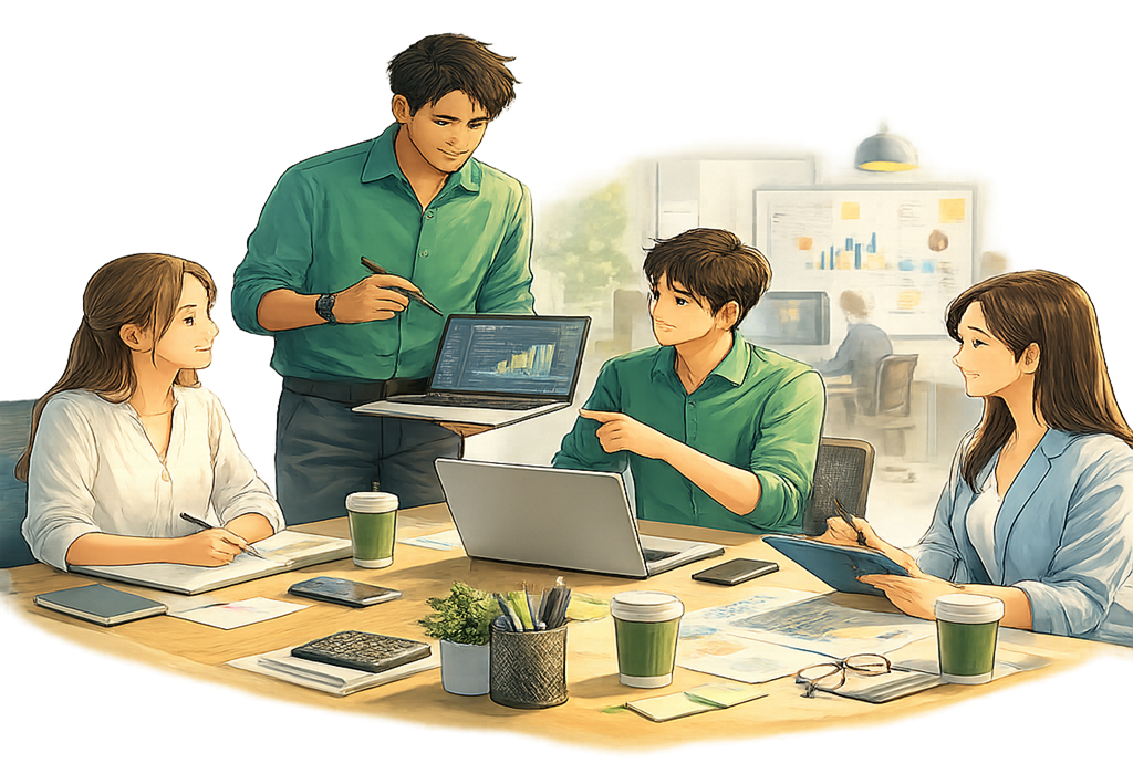 Professional team working together in office
